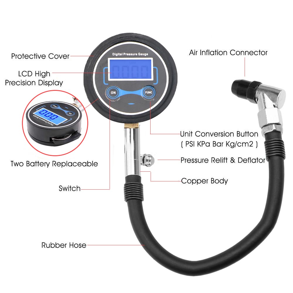 0-200Psi манометр для шин тест – обзор и цена Tyre Pressure Gauge